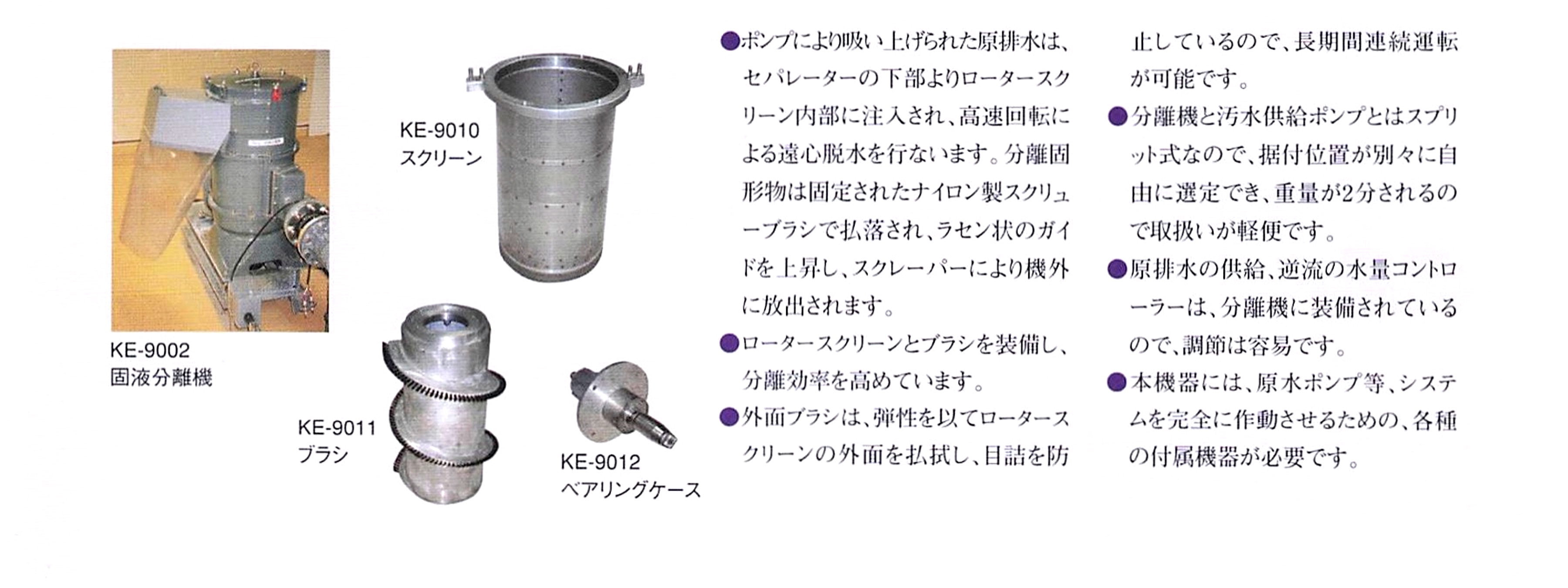 固液分離機 構成機器の製品資料